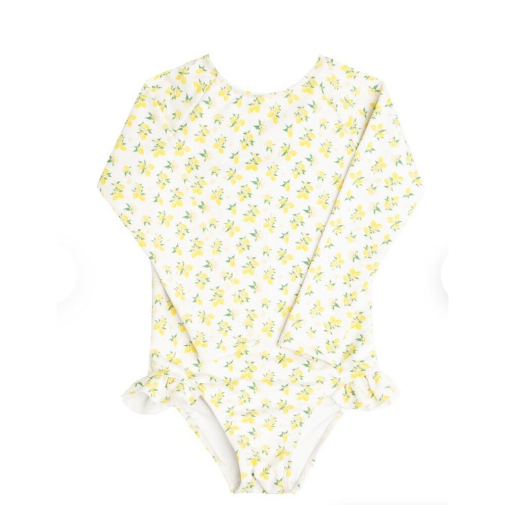 Minnow Girls' Marigold Rashguard One Piece Lemon Drop Print Size 7